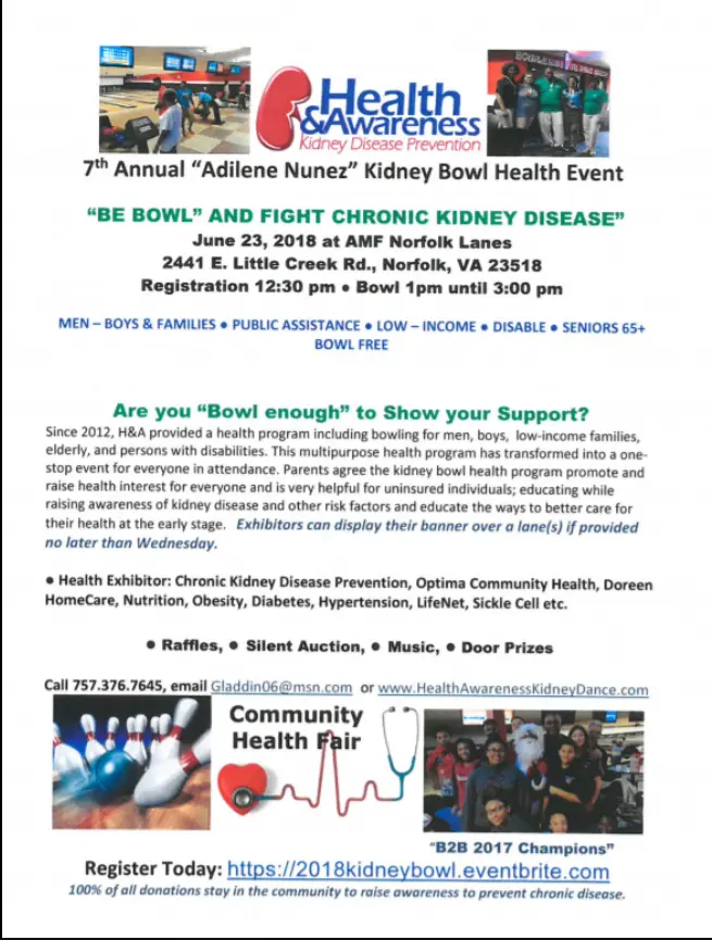 Are You "Bowl enough" to Fight Chronic Kidney Disease? Join Us Saturday, June 23rd at AMF Norfolk Lanes