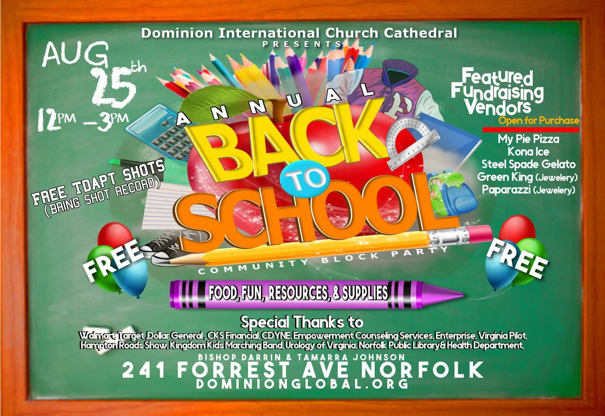 Annual Back to School Block Party by Dominion International Church Cathedral